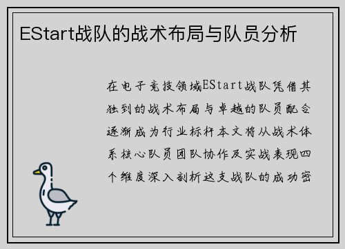 EStart战队的战术布局与队员分析